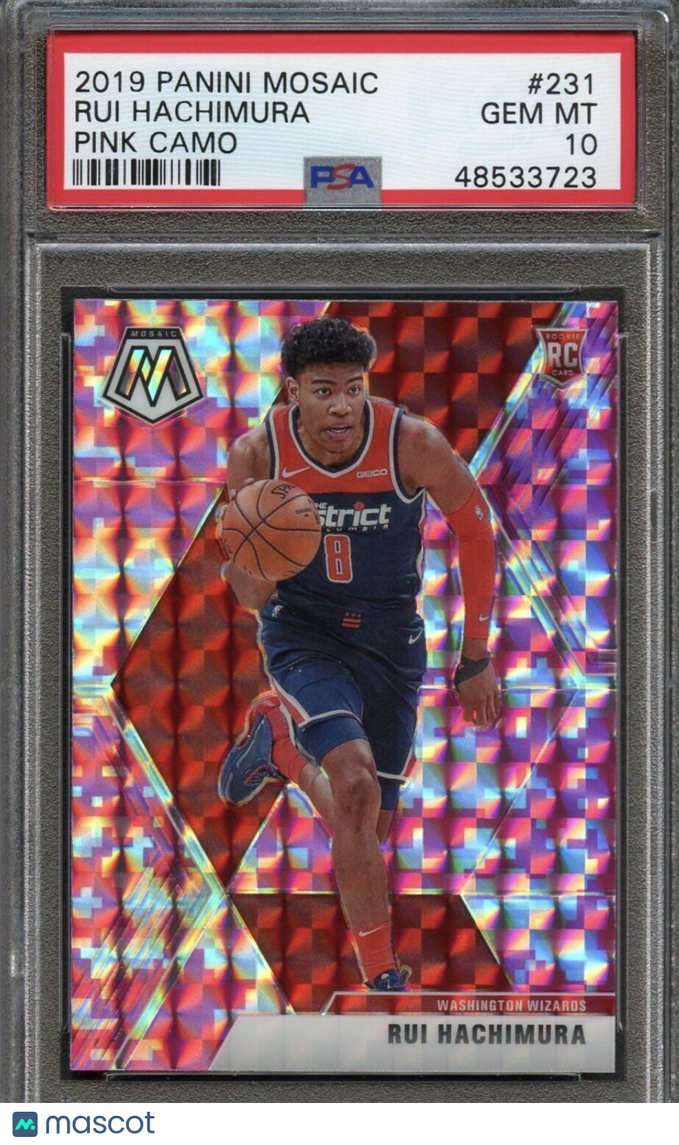 2019 Panini Mosaic #231 Rui Hachimura Pink Camo PSA 10 Gem Mint RC