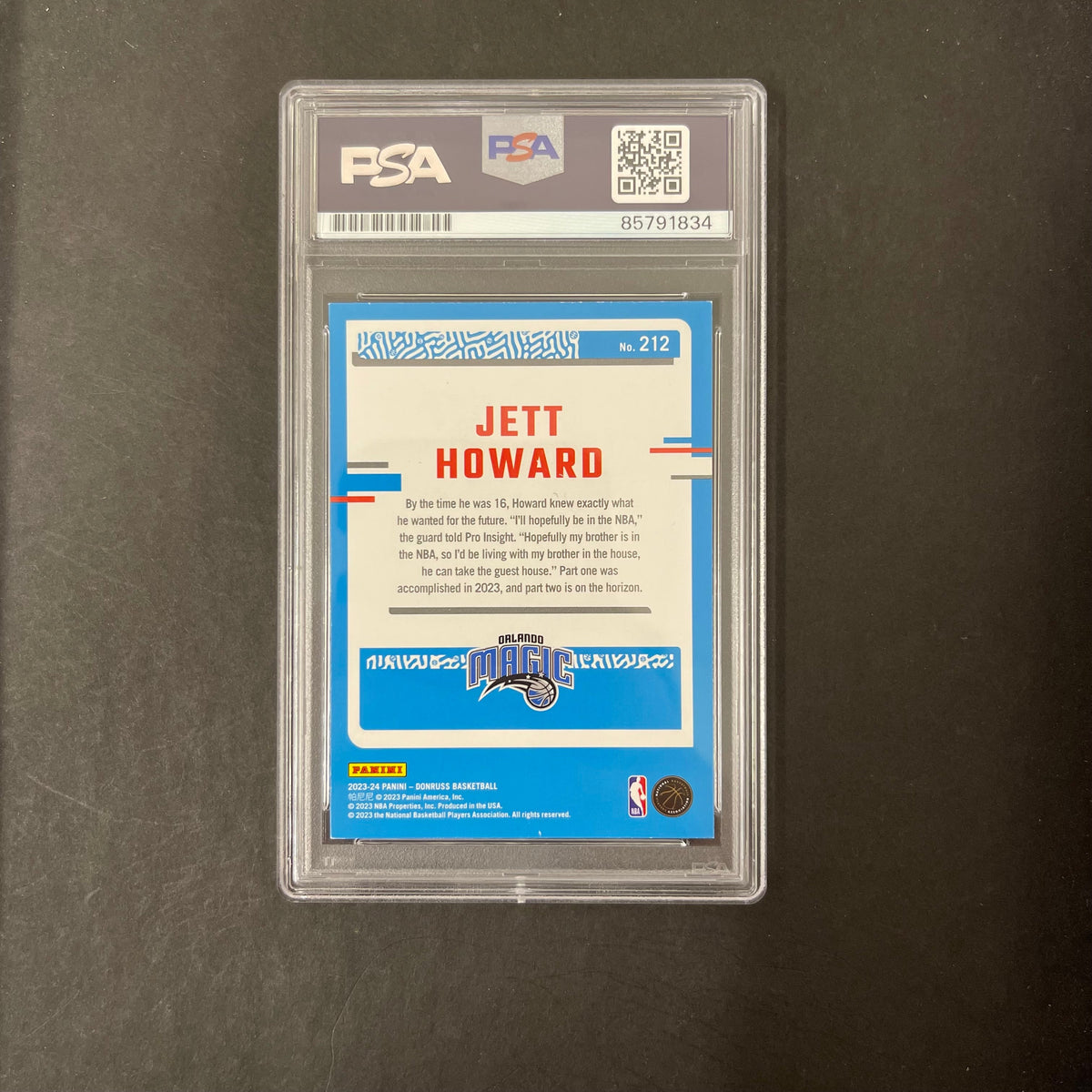 2023-24 Panini Donruss#212 Jett Howard Signed Card PSA Autographed