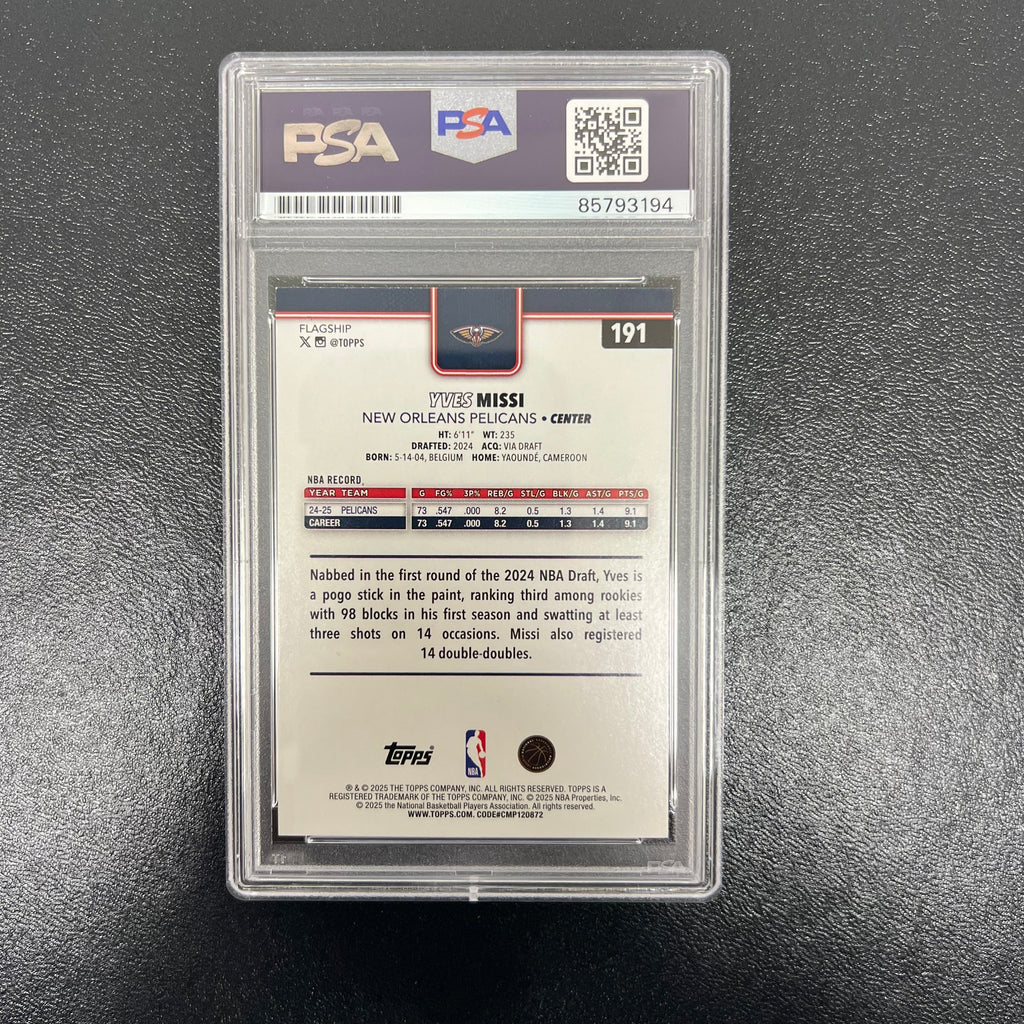 2025 Topps #191 Yves Missi Signed Card Auto PSA Slabbed New Orleans Pelicans