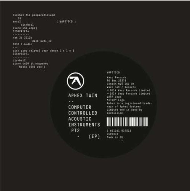 Aphex Twin - Computer Controlled Acoustic Instruments Pt.2 Ep - CD