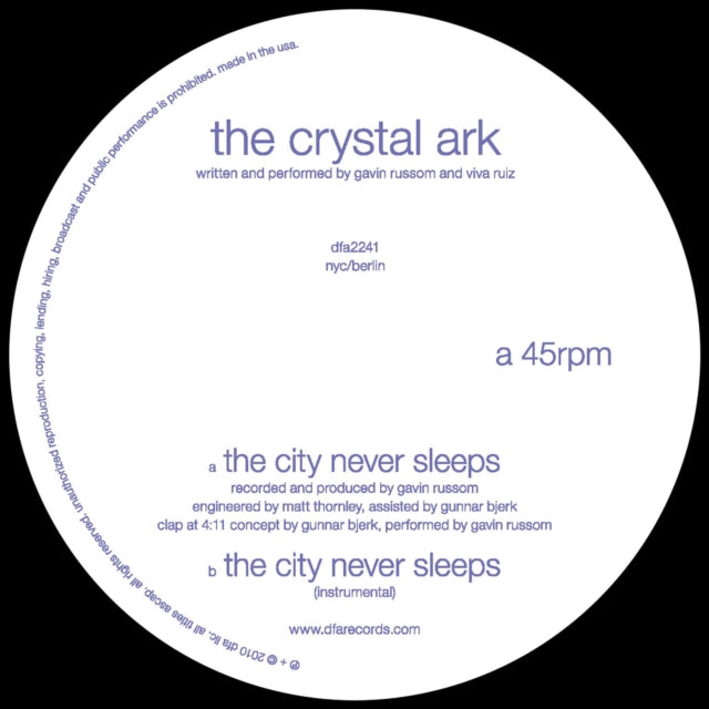 Crystal Ark - City Never Sleeps - LP Vinyl