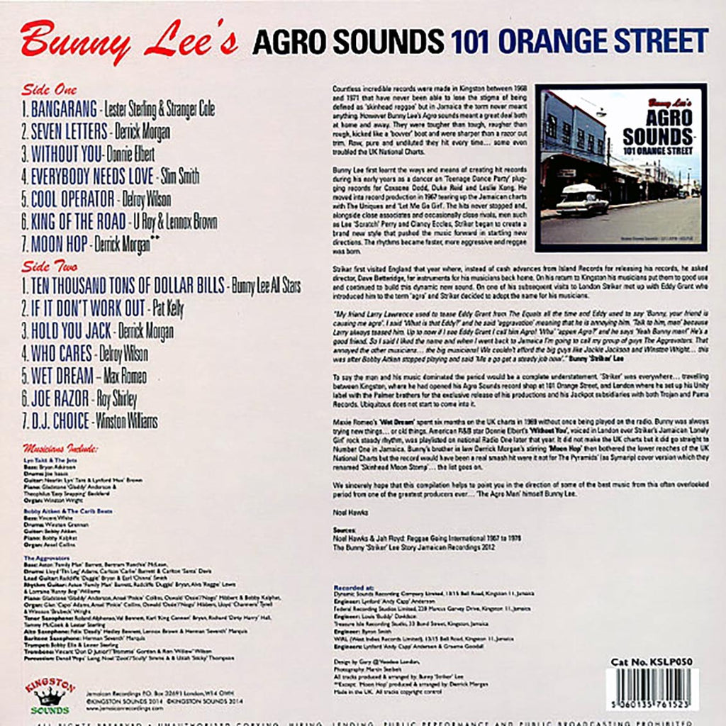 Delroy Wilson, Slim Smith, Lester Sterling, Etc. - Bunny Lee's Agro Sounds: 101 Orange Street (180g) Vinyl Record