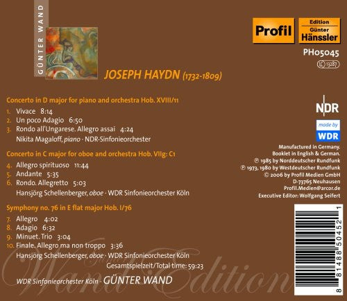 Haydn / Magaloff / Schellenberger / Wand - Wand-edition: Concerto For Piano Oboe & Orchestra - Music CD