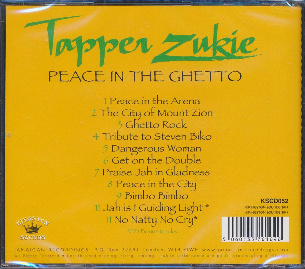 Tappa Zukie - Peace In The Ghetto Music CD