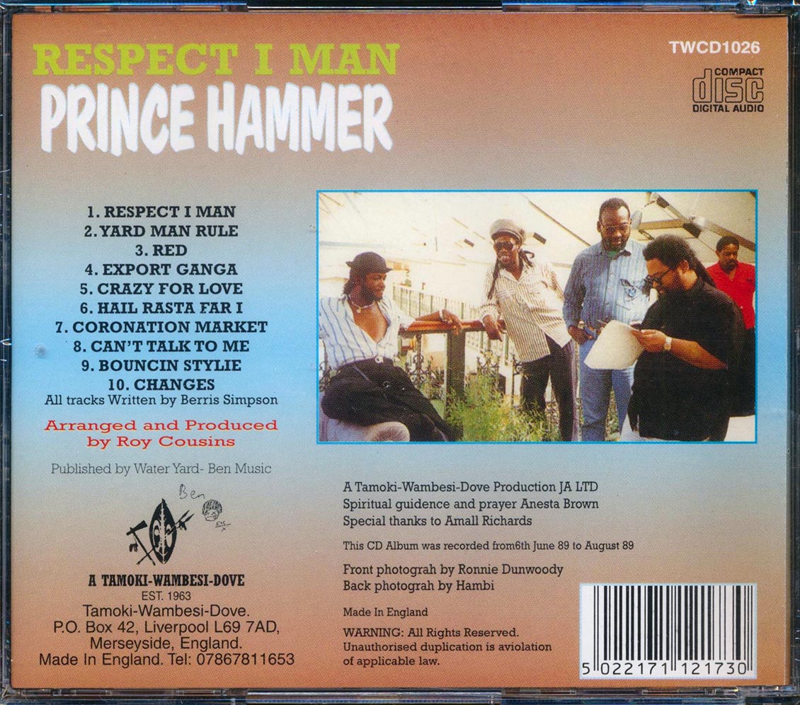 Prince Hammer - Respect I Man Music CD