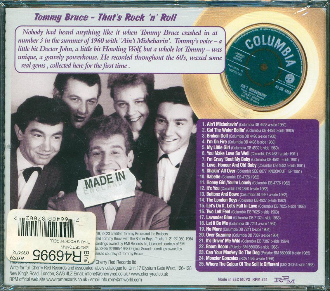 Tommy Bruce & The Bruisers - That's Rock 'N' Roll: The Definitive Collection Music CD