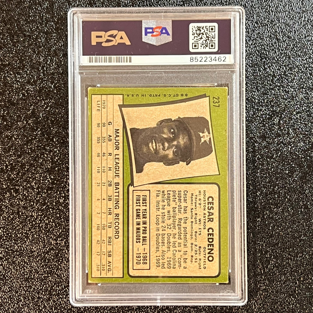 1971 Topps #237 Cesar Cedeno Signed Card PSA Slabbed Auto Astros