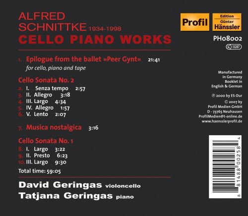 Schnittke / Geringas,david & Tatjana - Epiloge From The Ballet / Cello Sonata - Music CD