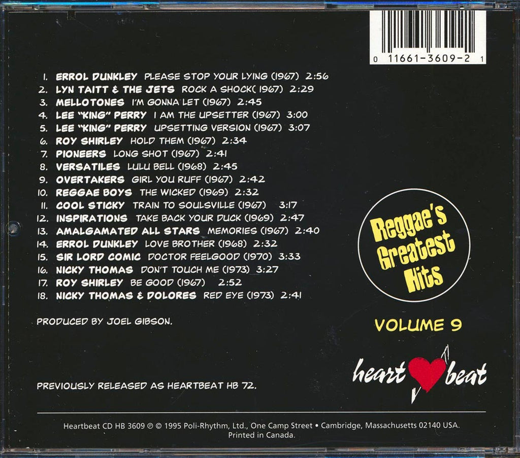 Lynn Taitt, The Pioneers, Lee Perry, Errol Dunkley, Etc. - Reggae's Greatest Hits 9 (marked/ltd stock) Music CD