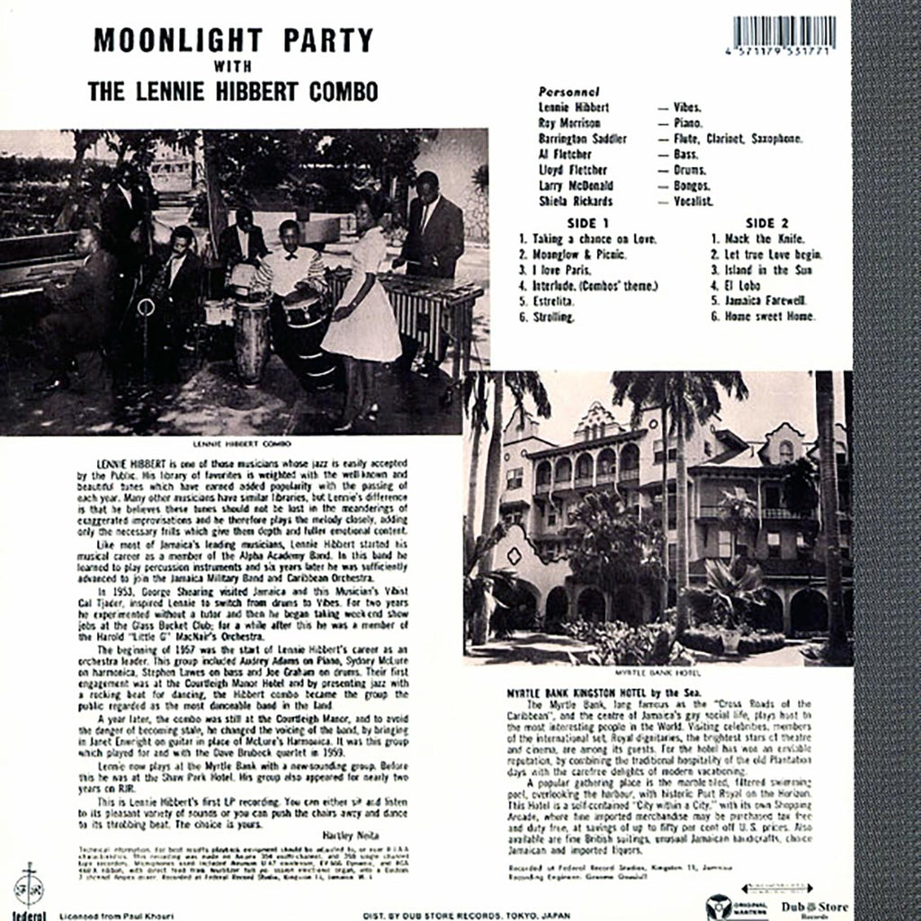 The Lennie Hibbert Combo - Moonlight Party At The Myrtle Bank Hotel (Japan) (Japan press) Vinyl Record