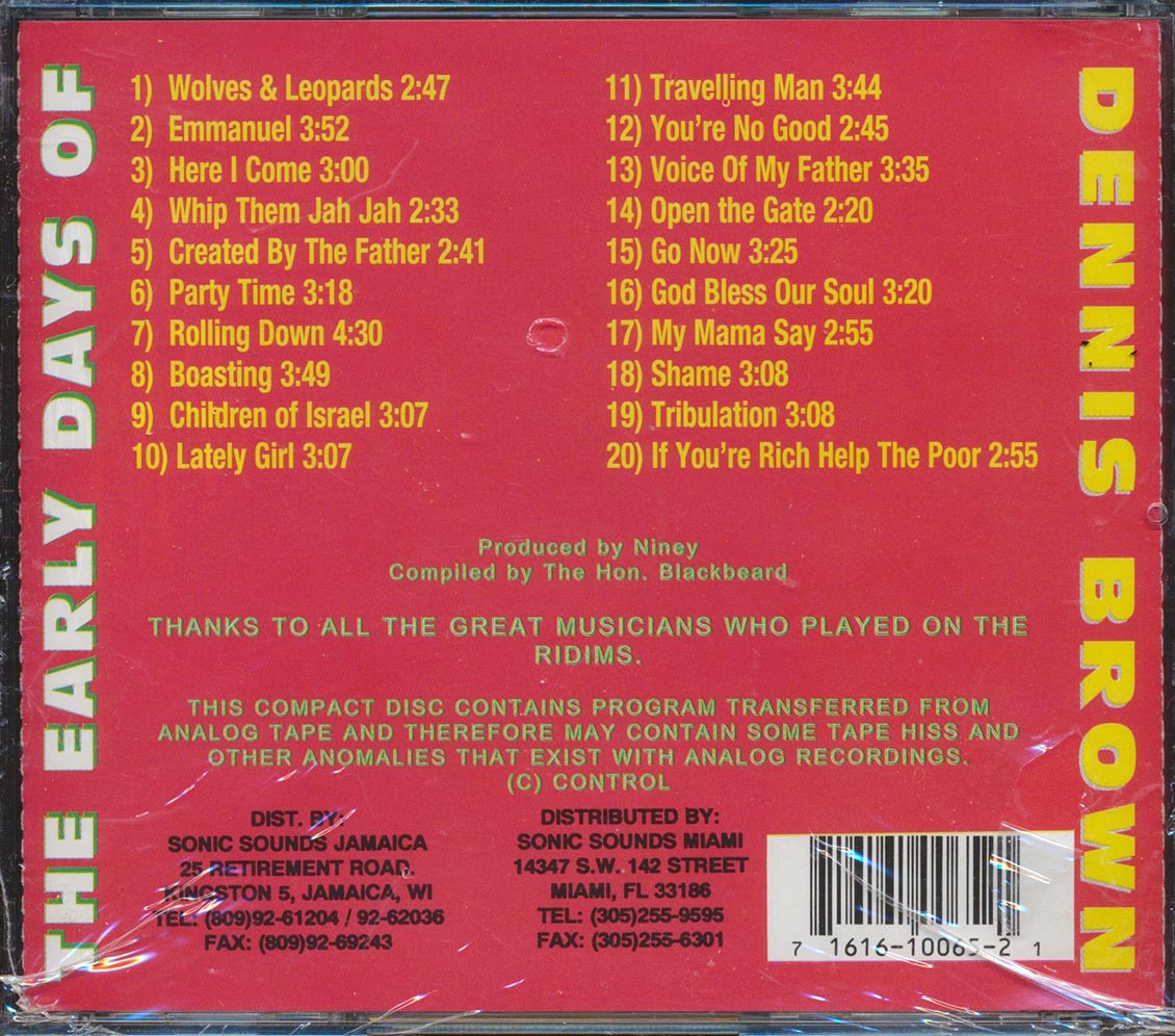 Dennis Brown - Early Days Of Dennis Brown (20 tracks) Music CD