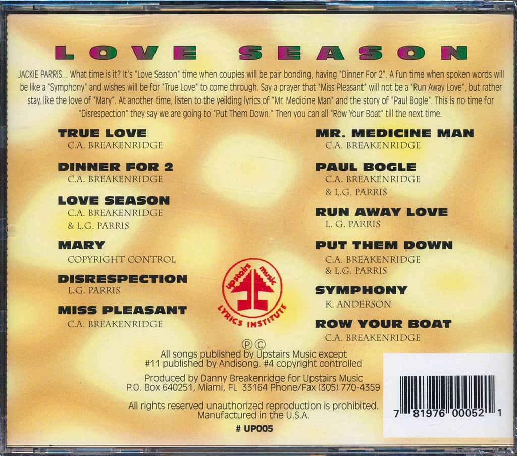 Jackie Parris - Love Season Music CD
