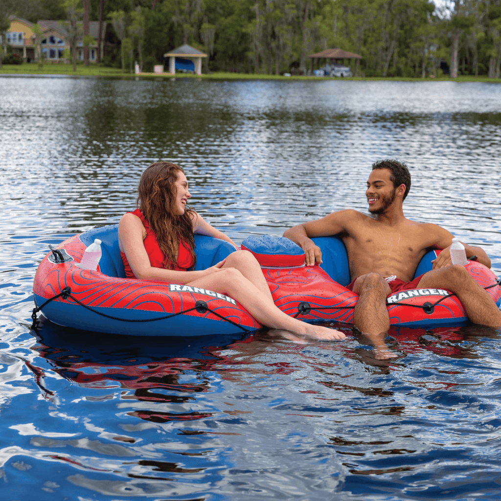 WOW Watersports Ranger 2-Person River Tube with Mesh Bottom and Cup Holders