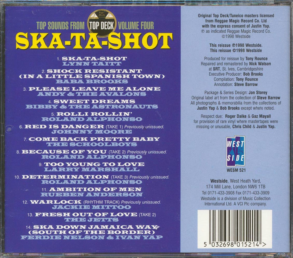 Jackie Mittoo, Roland Alphonso, Baba Brooks, Lynn Taitt, Etc. - Ska-Ta-Shot: Top Sounds From Top Deck Volume 4 Music CD