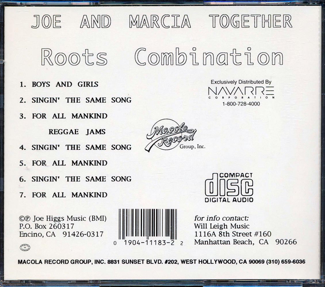Joe Higgs, Marcia Higgs - Roots Combination: Joe & Marcia Together Music CD
