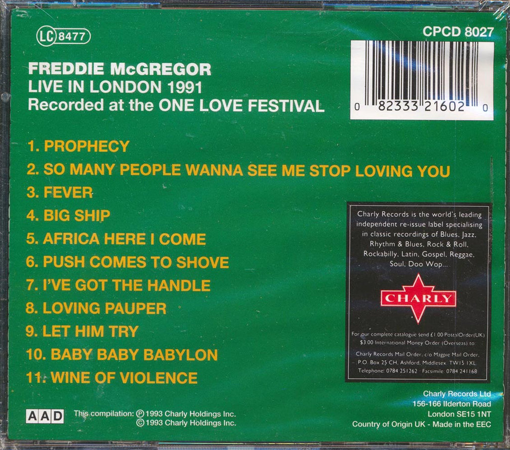 Freddie McGregor - Live In London 1991 Music CD