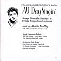 Van Wey,adelaide - All Day Singin: Louisiana Smoky Mountain Ballads - Music CD