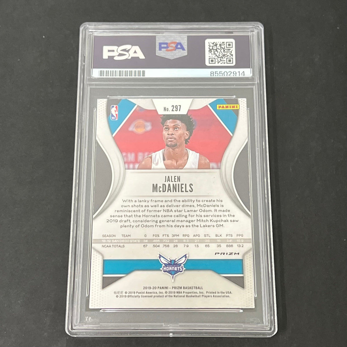 2019-20 Panini Silver Prizm #297 Jalen McDaniels signed card PSA Auto 10