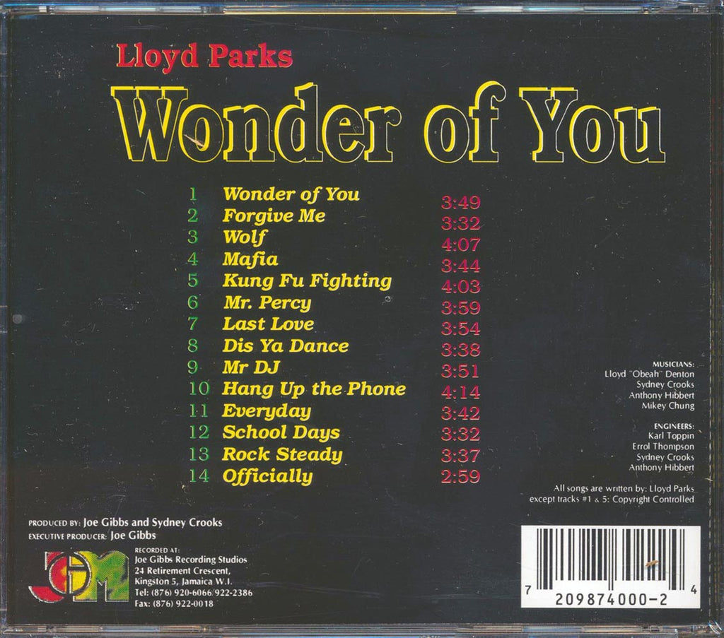 Lloyd Parks - Wonder of You Music CD