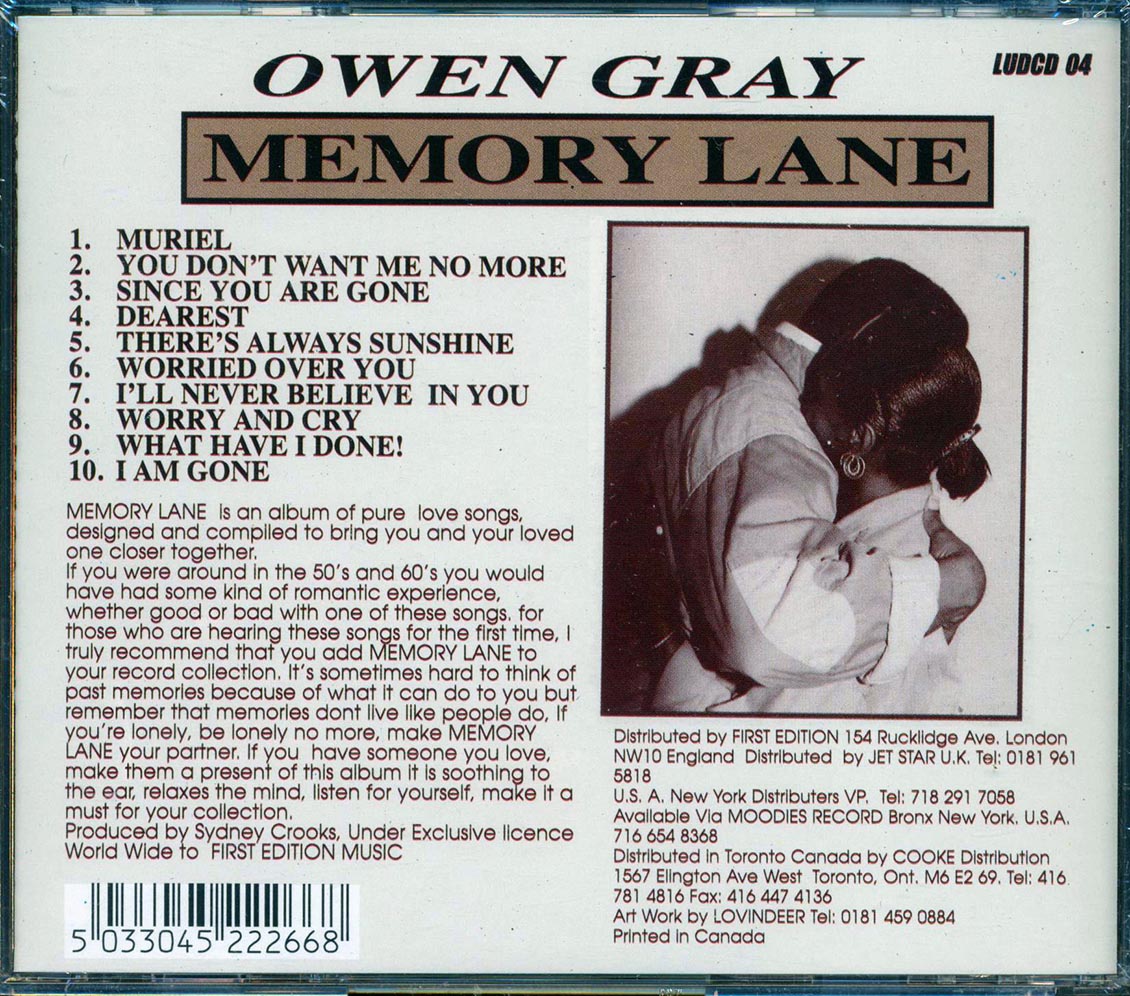 Owen Gray - Memory Lane Volume 1 Music CD