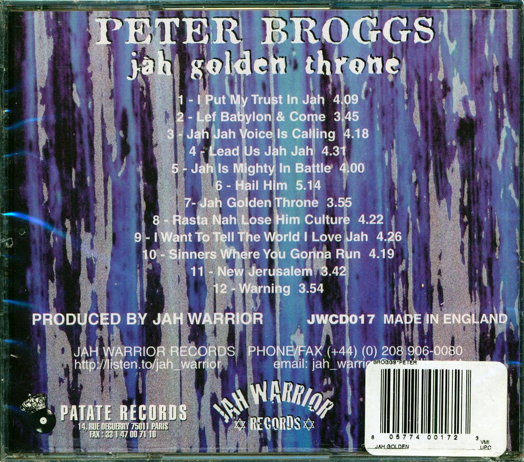 Peter Broggs - Jah Golden Throne Music CD