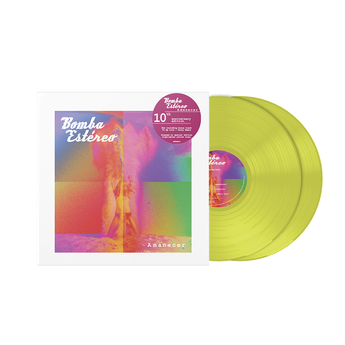 Bomba Estereo - Amanecer 10 Year Anniversary Highlighter Yellow Vinyl 2LP Vinyl Record