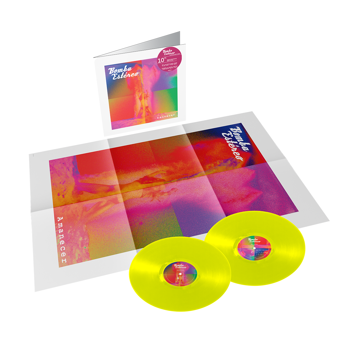 Bomba Estereo - Amanecer 10 Year Anniversary Highlighter Yellow Vinyl 2LP Vinyl Record