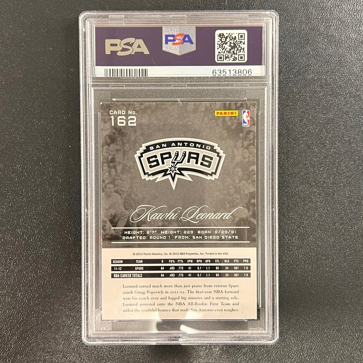 2012 Panini Prestige #162 Kawhi Leonard Signed Rookie Card Auto 10 PSA Slabbed S