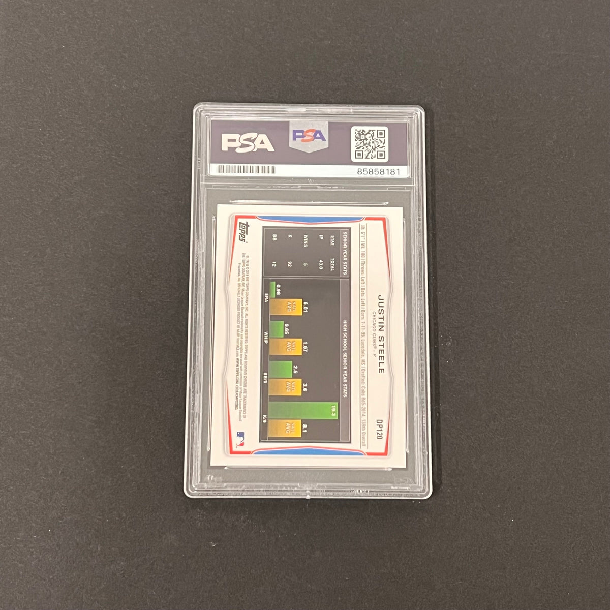 2014 Topps 1st Bowman#DP120 Justin Steele Signed Card Auto PSA Slabbed Cubs