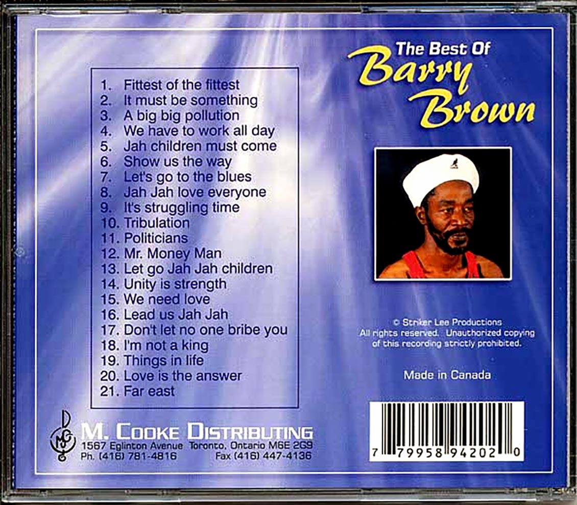 Barry Brown - Best Of Barry Brown (21 tracks) Music CD