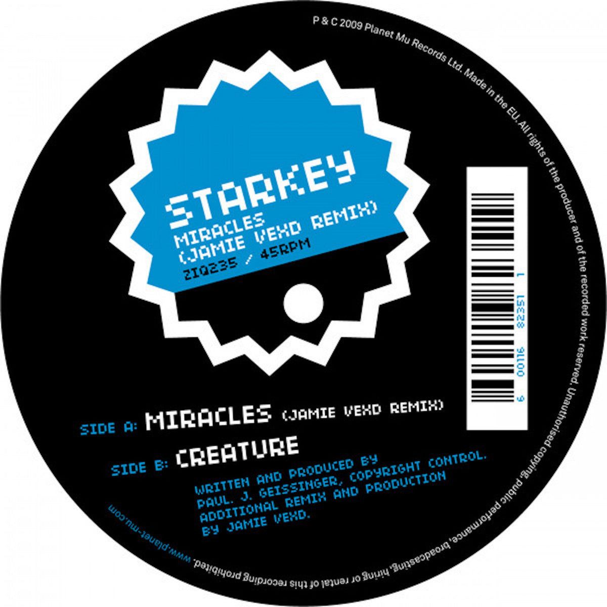 Starkey - Miracles (Jamie Vex?d vs Starkey Remix) - 12" Vinyl Record