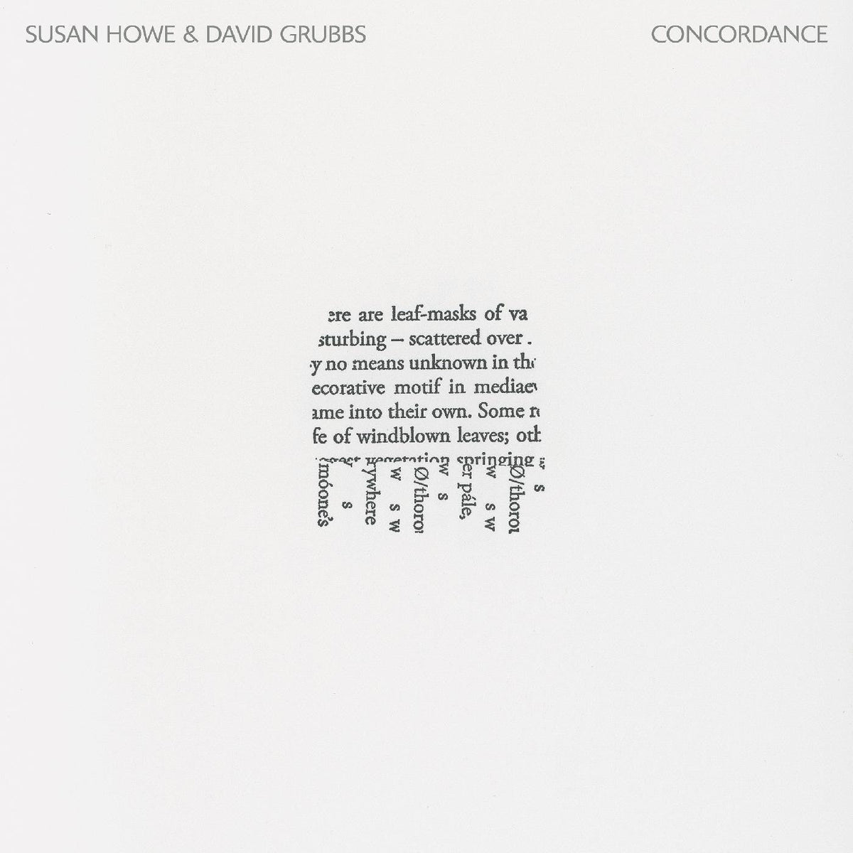 Howe, Susan & David Grubbs - Concordance Vinyl Record