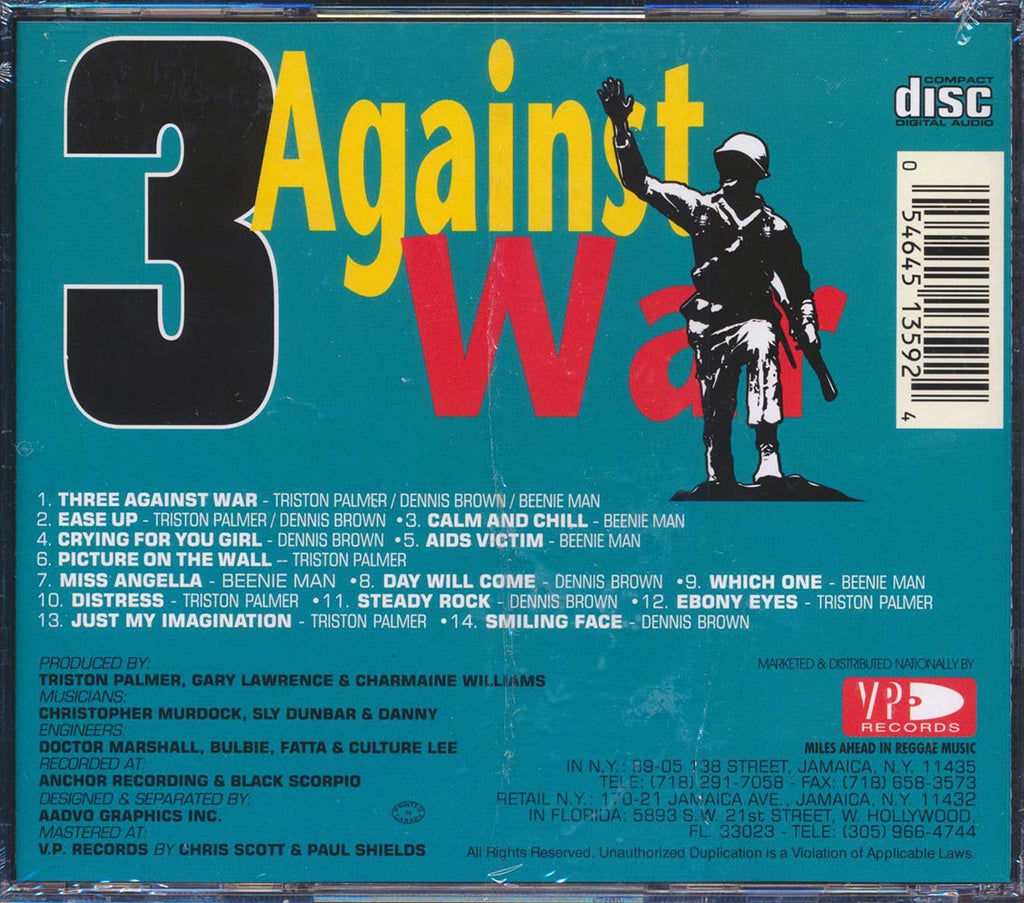 Dennis Brown, Triston Palmer, Beenie Man - 3 Against War Music CD