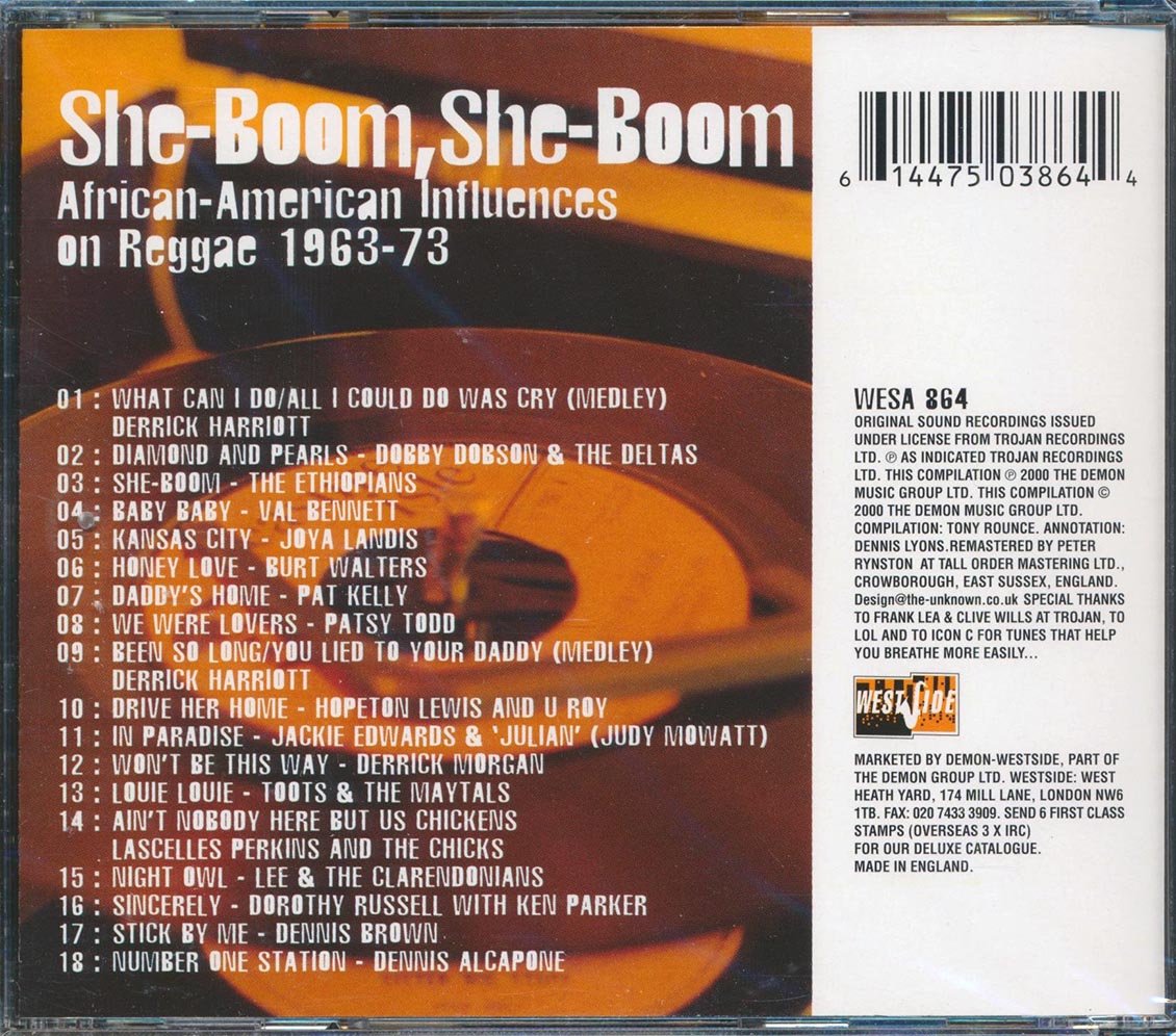 Toots & The Maytals, The Ethiopians, Dennis Brown, Etc. - She Boom, She Boom: African-American Influences On Reggae Music CD