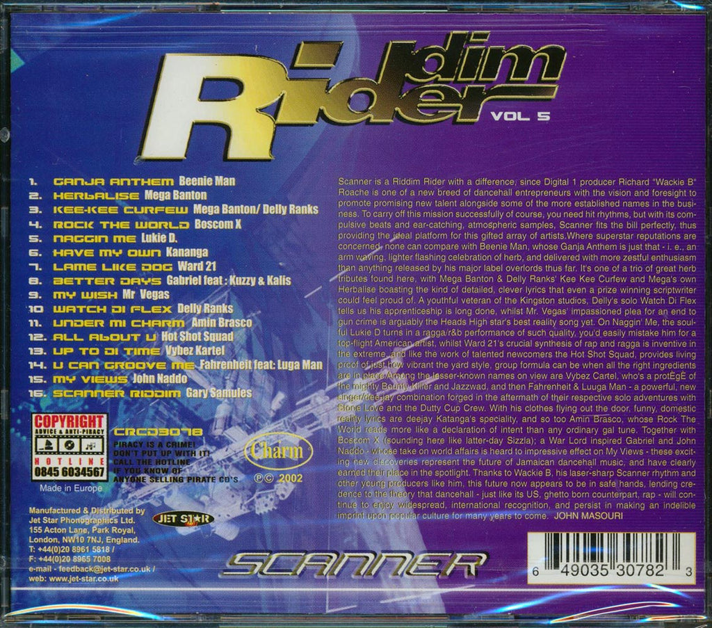 Mr. Vegas, Beenie Man, Ward 21, Etc. - Riddim Rider: Scanner (rhythm: "Scanner") Music CD