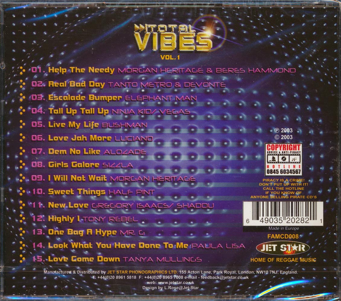 Morgan Heritage, Sizzla, Bushman, Etc. - Total Vibes Volume 1 Music CD