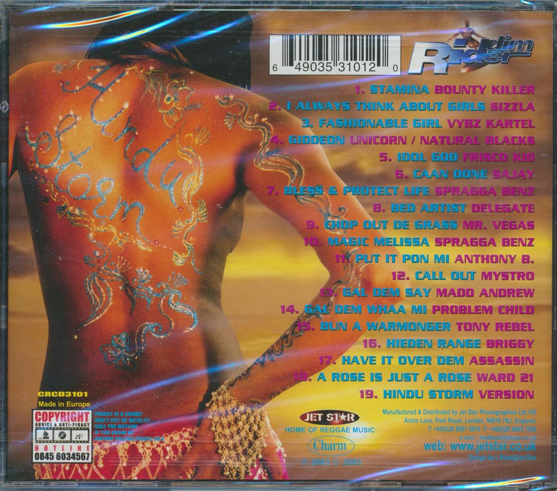 Sizzla, Tony Rebel, Natural Black, Etc. - Riddim Rider: Hindu Storm (rhythm: "Hindu Storm") Music CD
