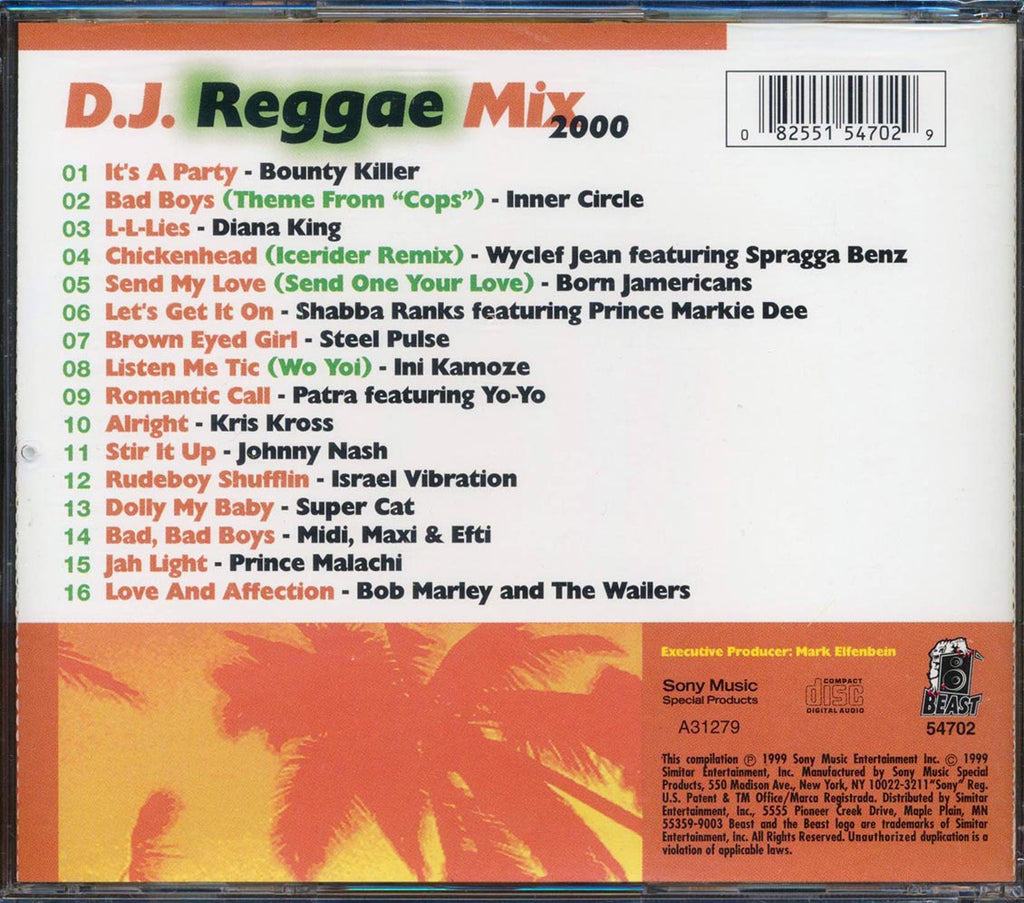 Super Cat, Inner Circle, Bob Marley, Israel Vibration, Etc. - DJ Reggae Mix 2000 Music CD