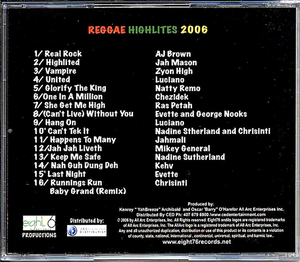 Luciano, Jah Mason, Jahmali, Ras Petah, Etc. - Reggae Highlites 2006 Music CD