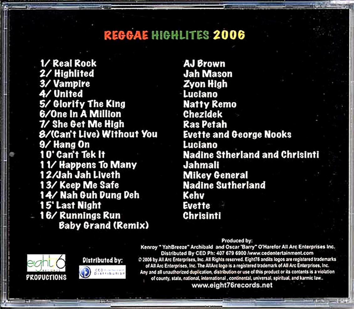 Luciano, Jah Mason, Jahmali, Ras Petah, Etc. - Reggae Highlites 2006 Music CD