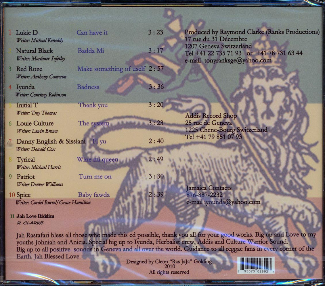 Natural Black, Louie Culture, Lukie D, Etc. - Jah Love Riddim Music CD