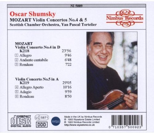 Mozart / Shumsky / Tortelier - Mozart Vln Ctos 4 & 5 - Music CD