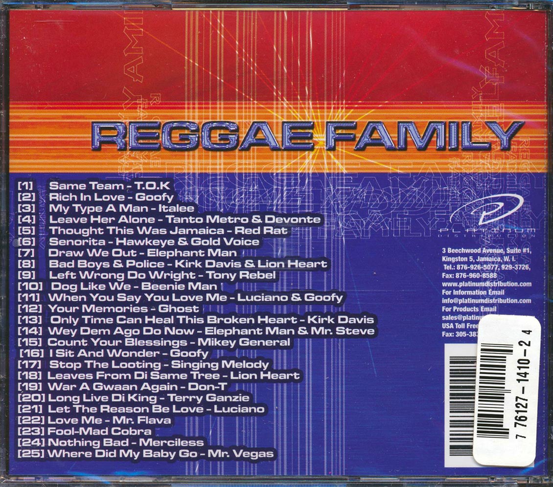 Tony Rebel, Luciano, Beenie Man, Etc. - Reggae Family (25 tracks) Music CD