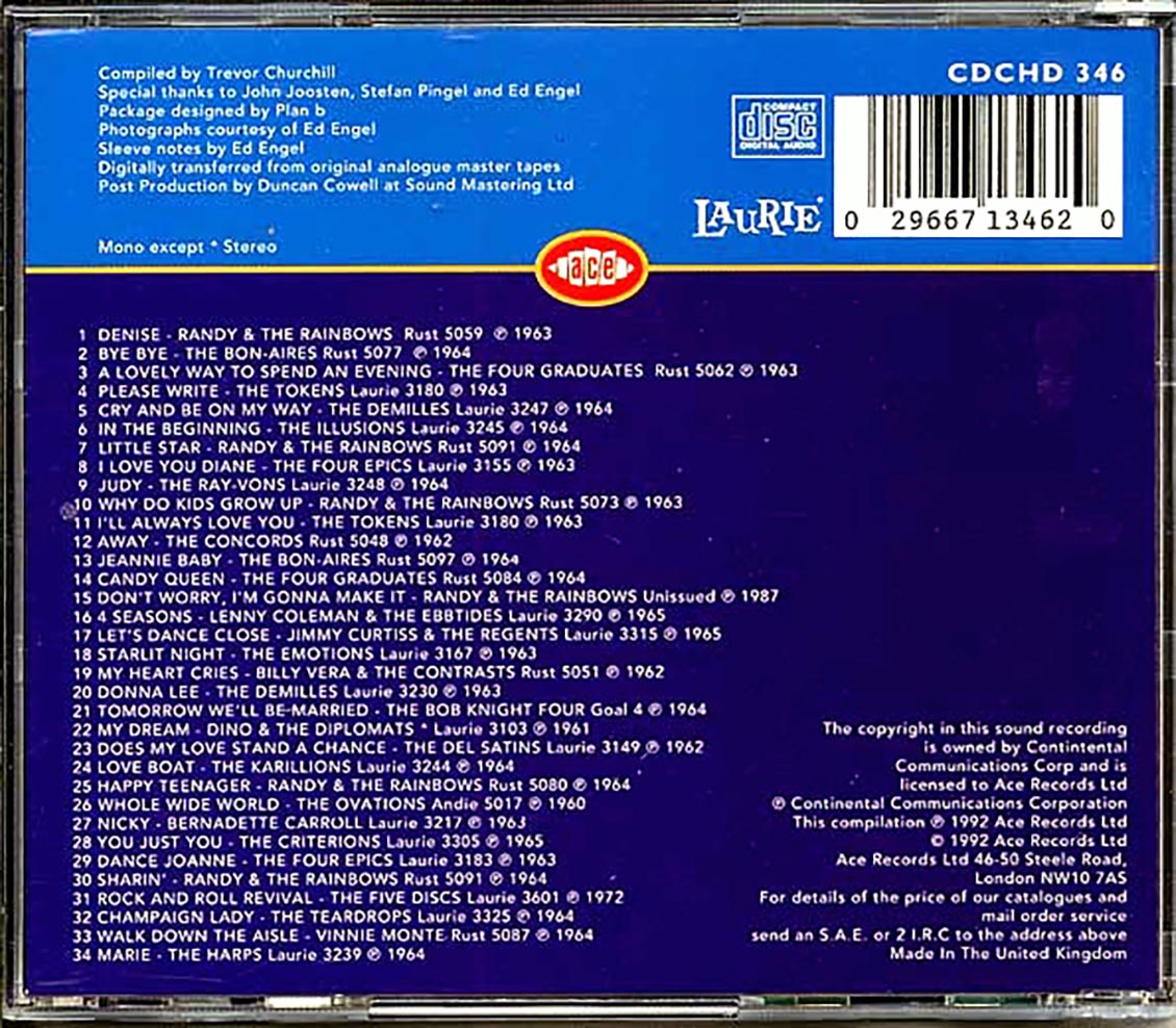 Various - Laurie Vocal Groups: The Sixties Sound (34 tracks) Music CD