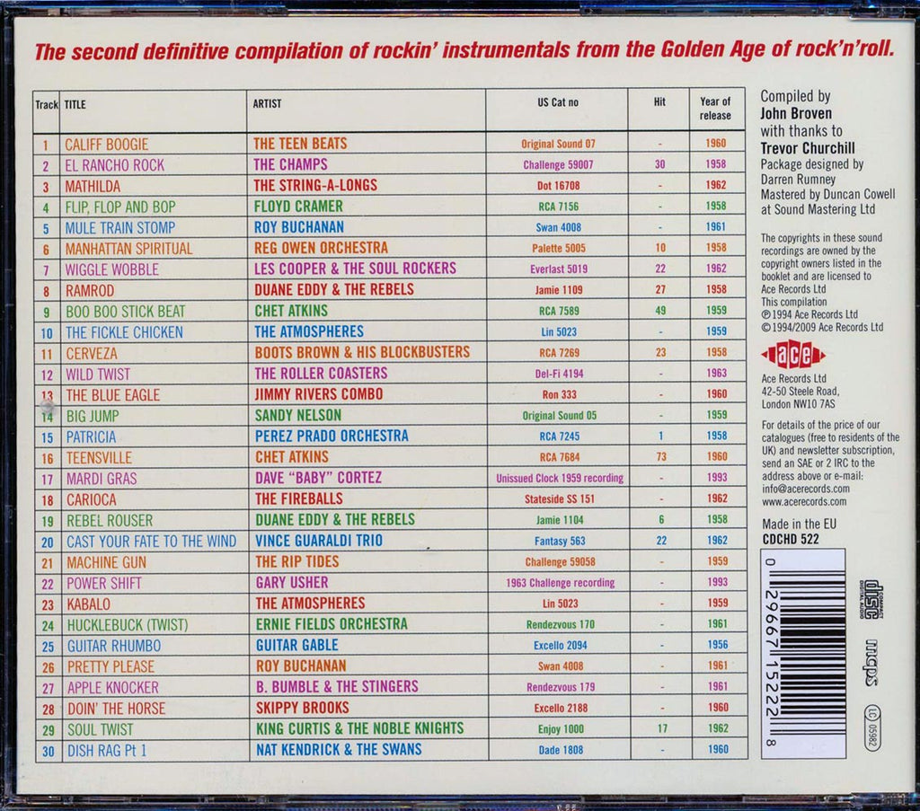 Various - Teen Beat Volume 2: Another 30 Great Rockin Instrumentals (30 tracks) Music CD
