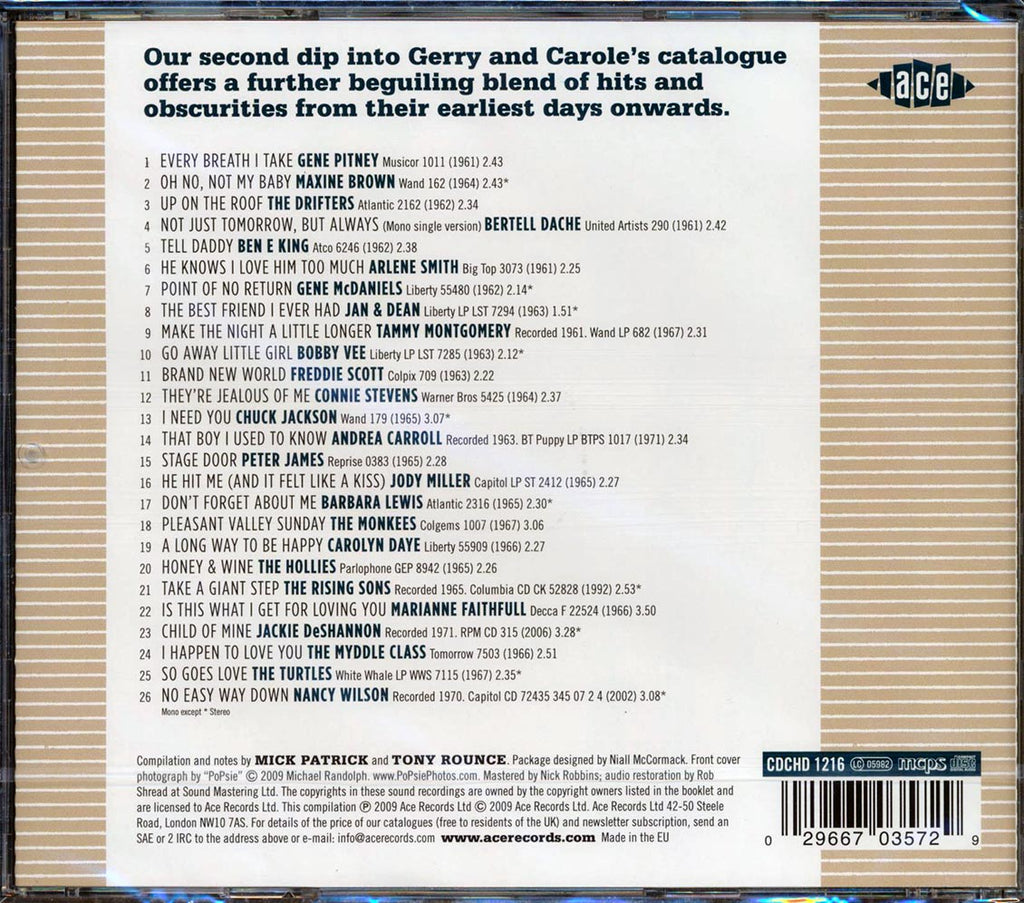 Various - Honey And Wine: Another Gerry Goffin And Carole King Song Collection (26 tracks) Music CD
