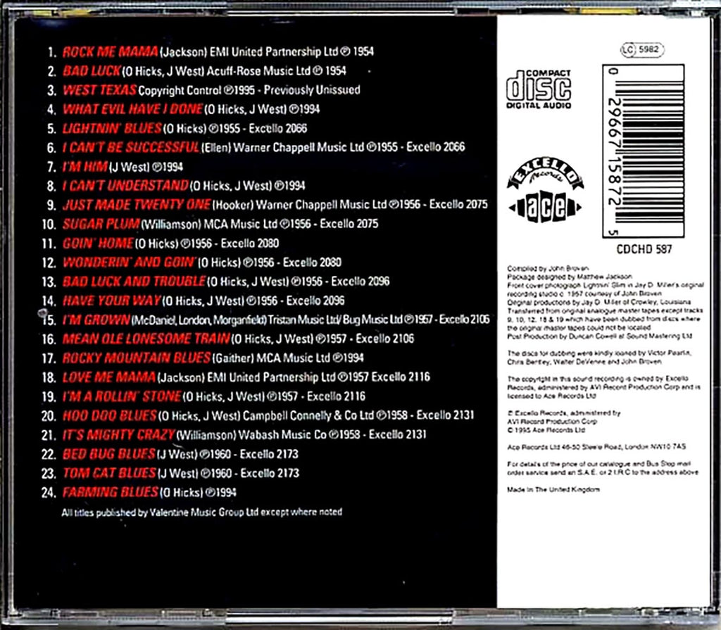 Lightin Slim - It's Mighty Crazy (24 tracks) Music CD