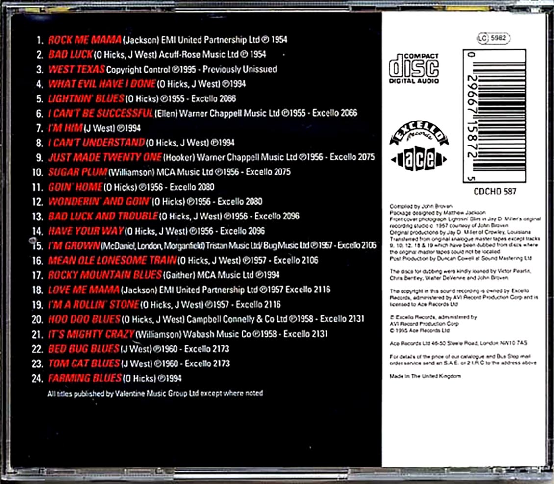 Lightin Slim - It's Mighty Crazy (24 tracks) Music CD