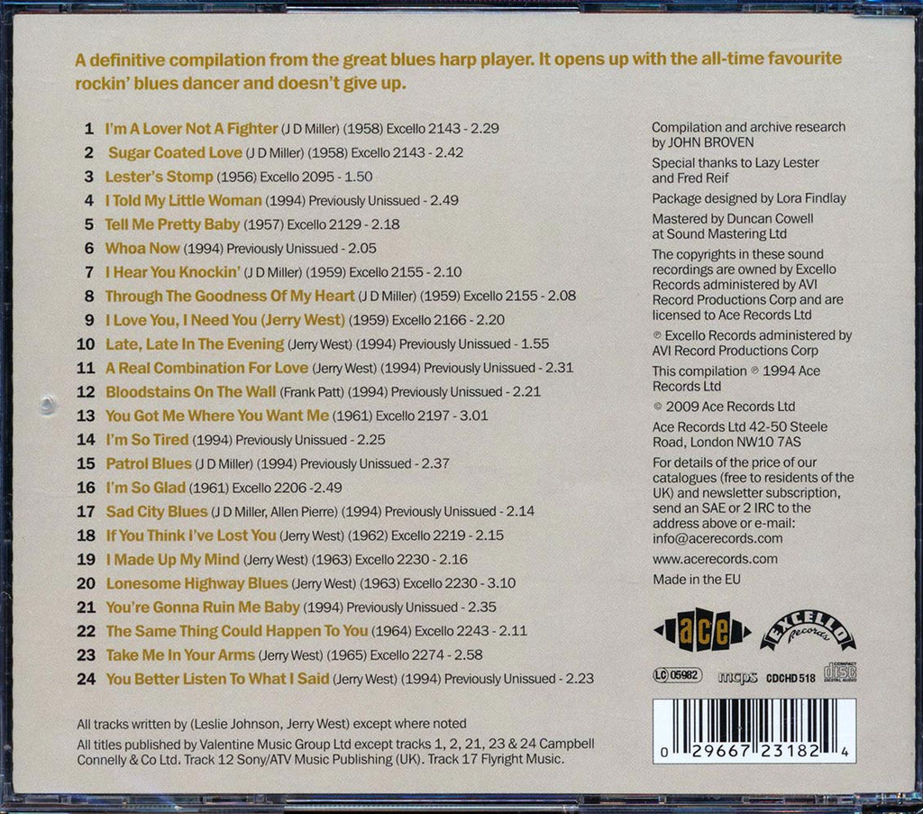 Lazy Lester - I'm A Lover Not A Fighter (24 tracks) Music CD