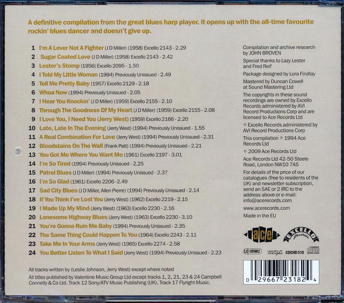 Lazy Lester - I'm A Lover Not A Fighter (24 tracks) Music CD